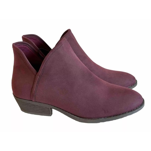 Serra Women Size 10 Side Cut Maroon Ankle Booties SlipOn Stacked Wedge Heel Shoe - Picture 16 of 16